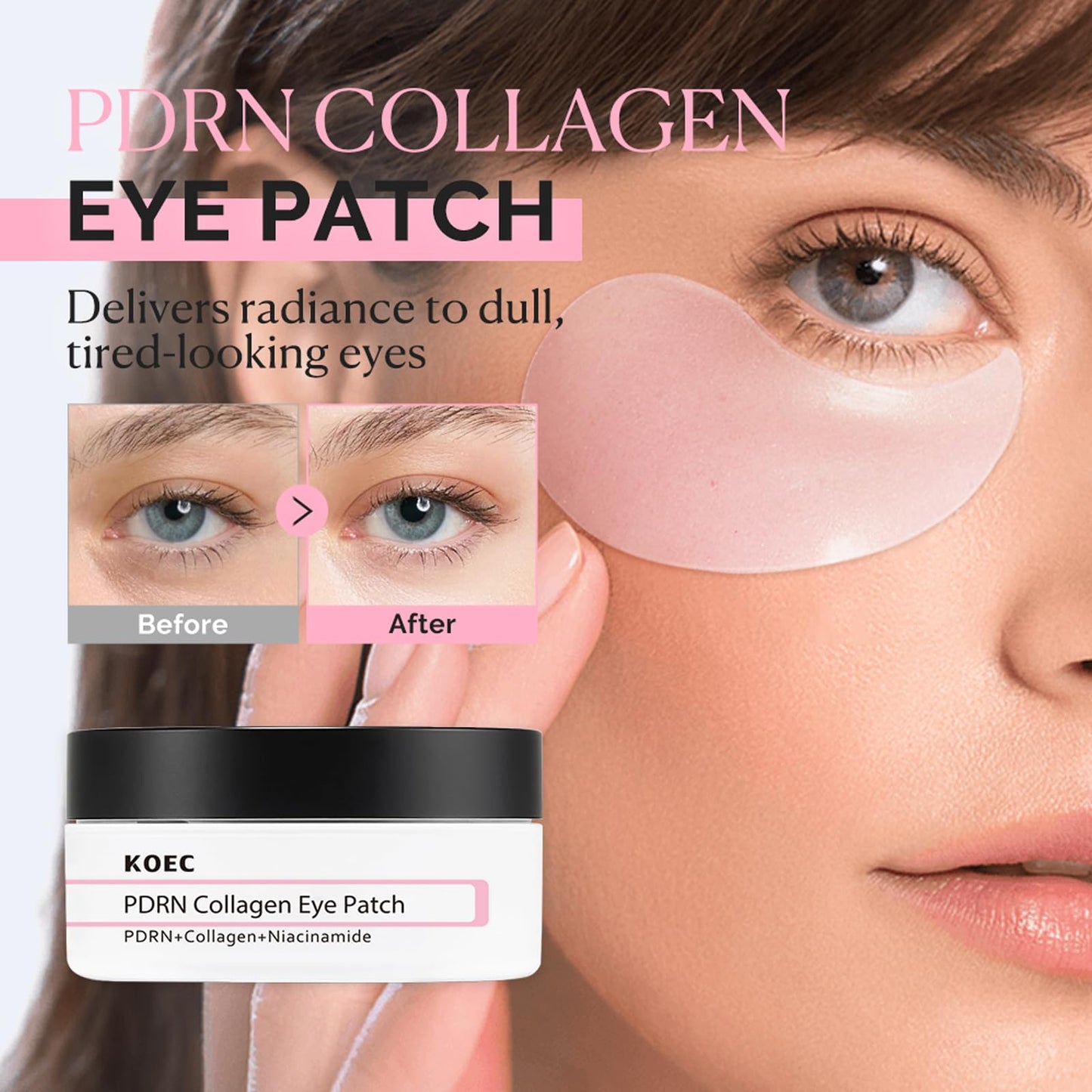 SHEEYOON Collagen Eye Patch 30 Pairs, Under Eye Patches with PDRN, Collagen & Niacinamide, for Puffy Eyes Dark Circles and Fine Lines Smoothing Skin Treatment