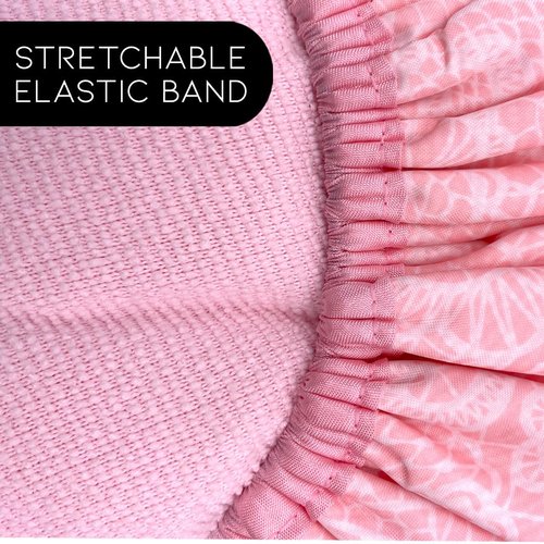 Reusable Nylon Shower Cap & Bath Cap, Reversible Oversized Waterproof Shower Caps Large Designed for all Hair Lengths w Terry Lining & Elastic Band Stretch Hem Hair Hat - Socialite Pretty in Pink Lace