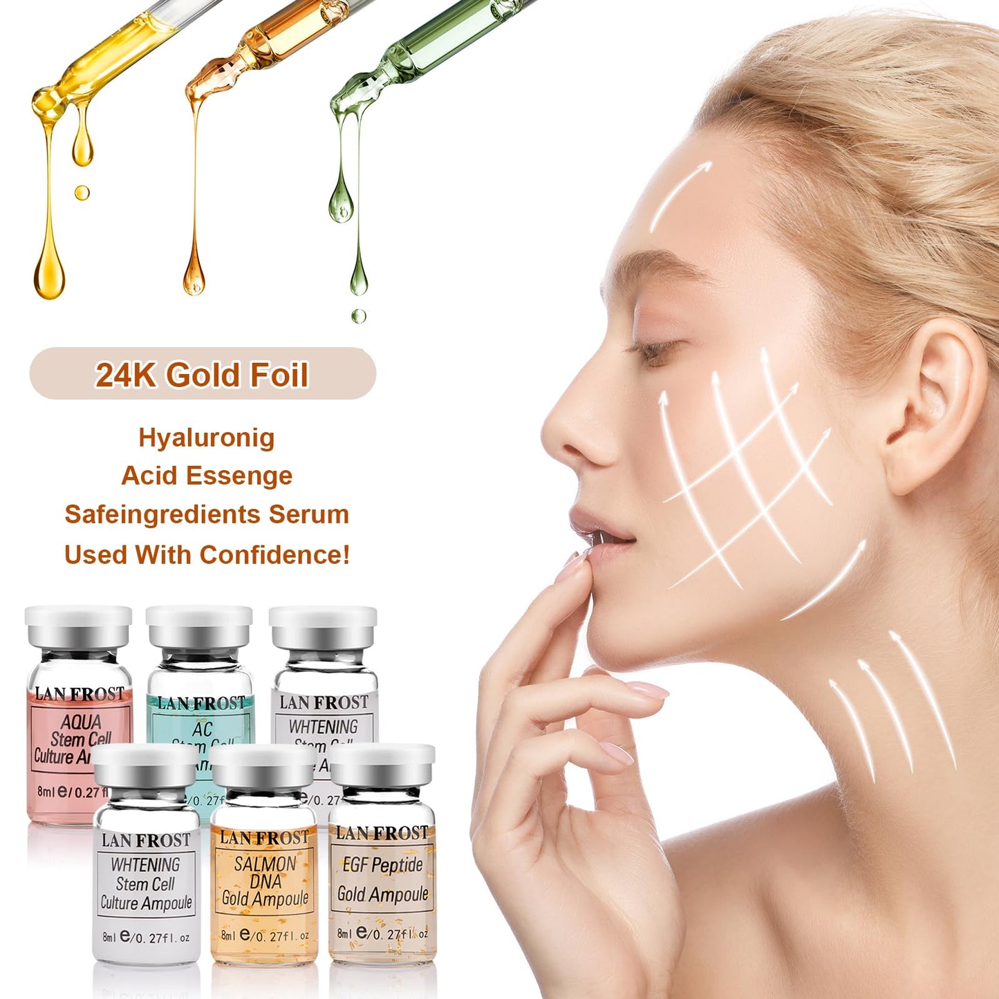 Facial Glow Starter Kit Serum Hyaluronic Acid Essence Skin Care Set 0.27oz 12 Vials, Skin Care Serum for Face Radiance Facial Glow Kit