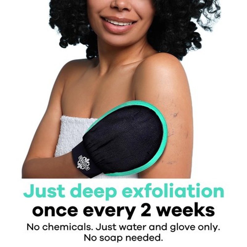 Dermasuri Deep Exfoliating Glove - Exfoliating Mitt Body Scrubber - Korean Skin Scrubber Exfoliator & Dead Skin Remover - Keratosis Pilaris Scrub - Spray Tan Remover - Shower Skincare (1 Pack)