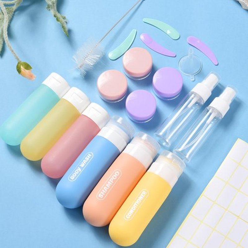YNSHOUNA 20 Pack Travel Bottles Set, TSA Approved Travel Size Toiletries Containers, Leak Proof Travel Shampoo and Conditioner Bottles, Refillable Travel Essentials Toiletry Bottles (Light Color)