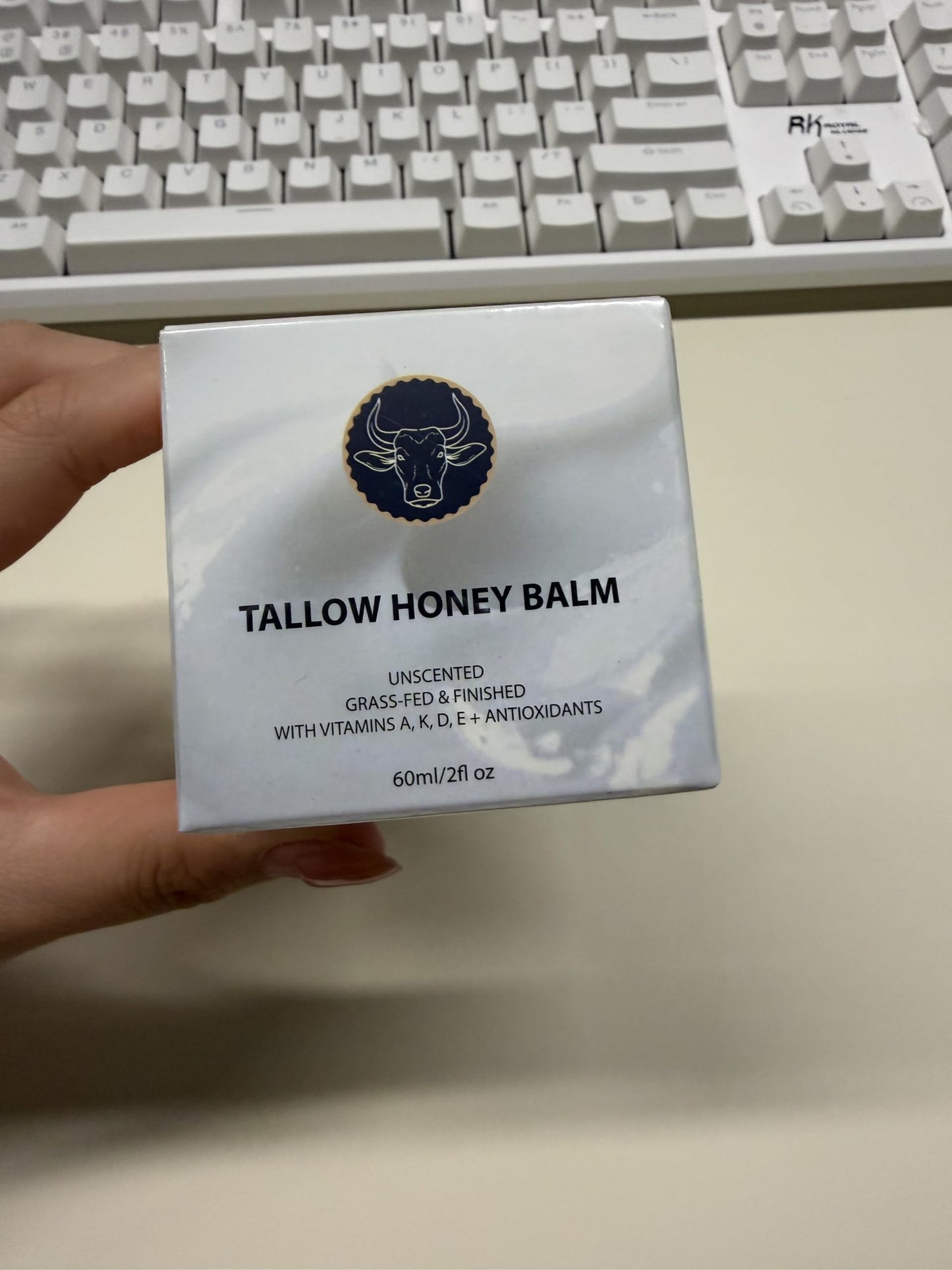 wuliao Grass Fed Tallow & Honey Balm – Organic Whipped Beef Tallow Cream with Manuka Honey, Cold-Pressed Olive Oil & Beeswax – Natural Face & Body Moisturizer for Dry, Sensitive Skin