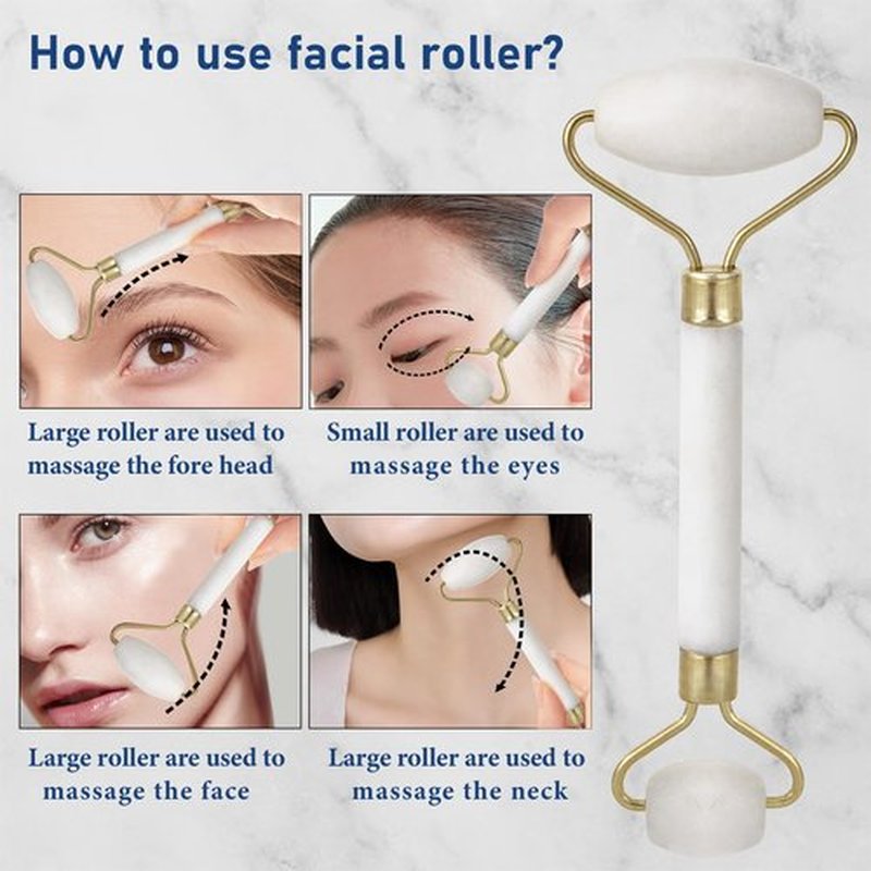 Beomeen Face Brush 2 in 1, Silicone Facial Cleansing Exfoliating Brush Soft Bristles Pore Deep Cleansing, Jade Face Roller Skin Care Tools, Manual Dual Face Wash Scrub Brush Massaging Gift,Pink+White