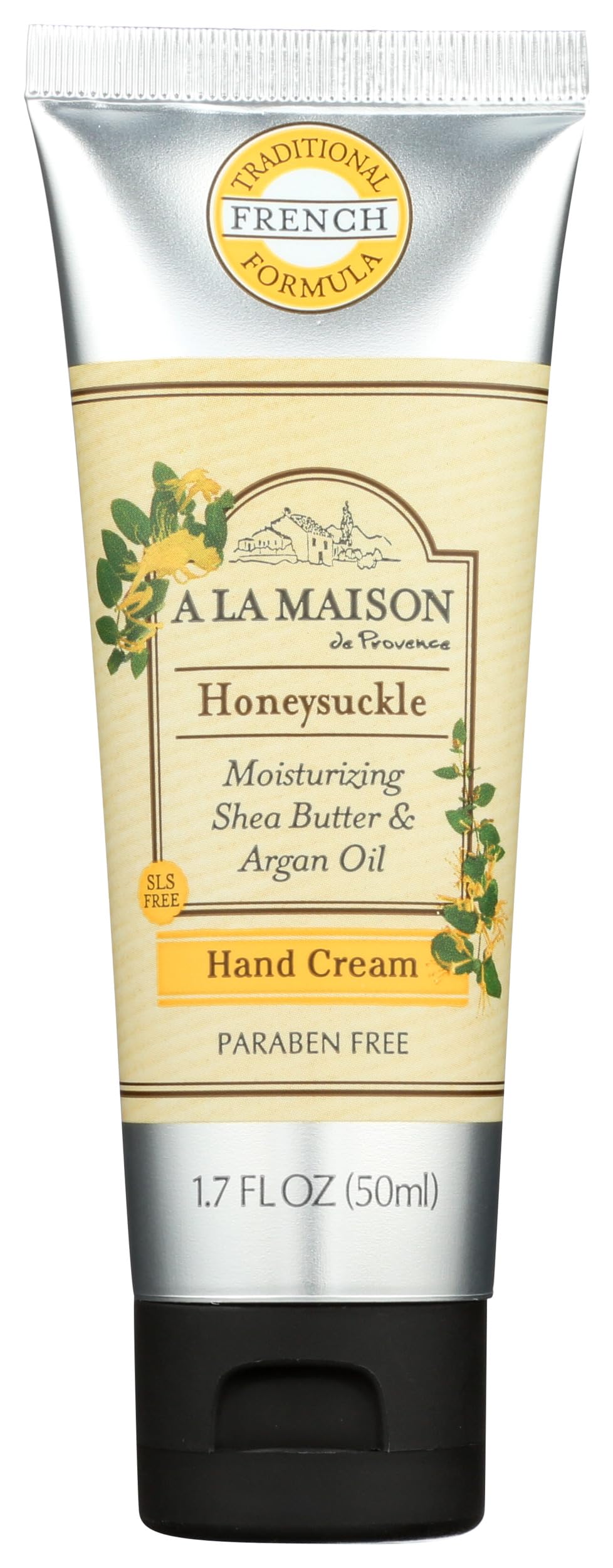 A LA MAISON Moisturizing Cream, Honeysuckle - Uses: Hand, Argan Oil, Pure Shea Butter, Essential Oils, Plant Based, Cruelty-Free, SLS and Paraben Free (1.7 Oz, 1 Pack)