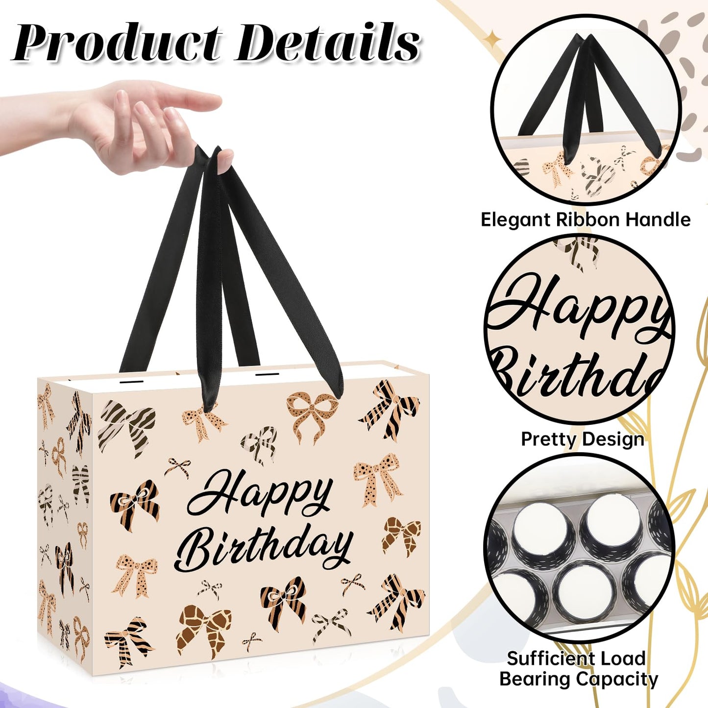 Leopard Birthday Gift Bag with Tissue Paper and Card, Cheetah Print Gift Bag for Girls Women Leopard Wrapping Paper Bags for Animal Cheetah Giraffe Print Themed Gifts Birthday Baby Shower Decorations