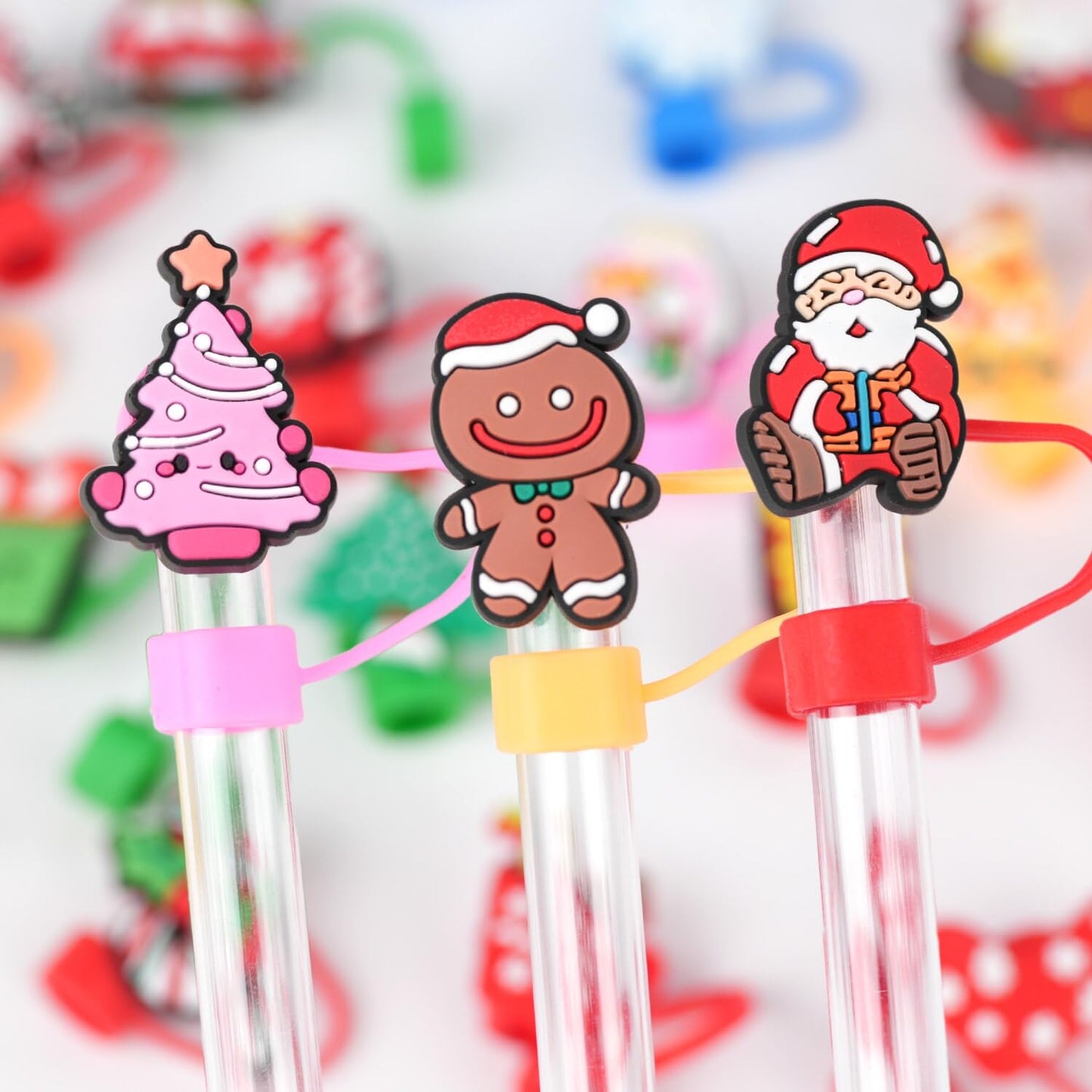 Straw Cover Advent Calendar 2025, Christmas Advent Calendar 2025, 24 Days of Surprises Gifts with 10mm Christmas Theme Straw Topper Caps for Cup 30Oz 40Oz Tumbler Adult Women Kids Teen Girls Boys