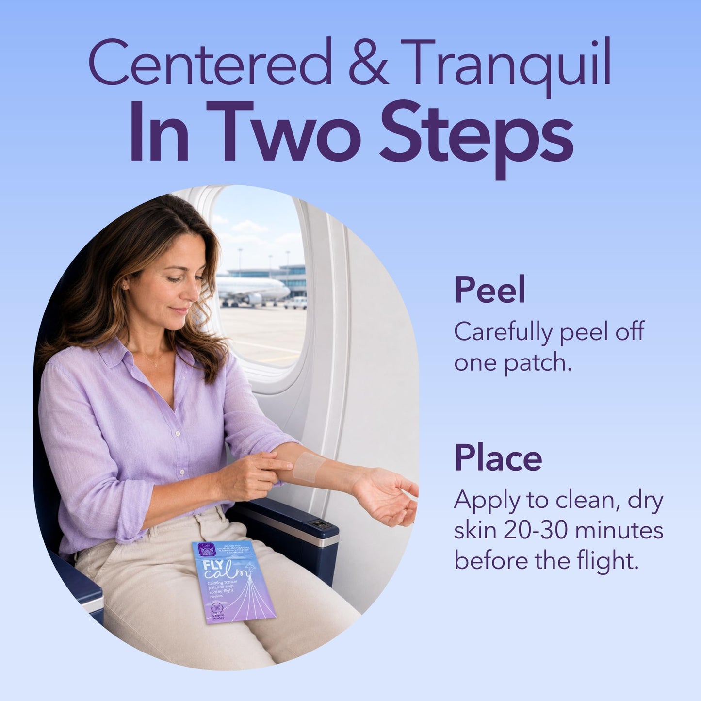 Laki Naturals Fly Calm Patch (1 Count, Pack of 8) - Relax Nerves, Support Stress - Natural Ingredients to Support Airplane Stress - Calm Your Fear of Flying Naturally