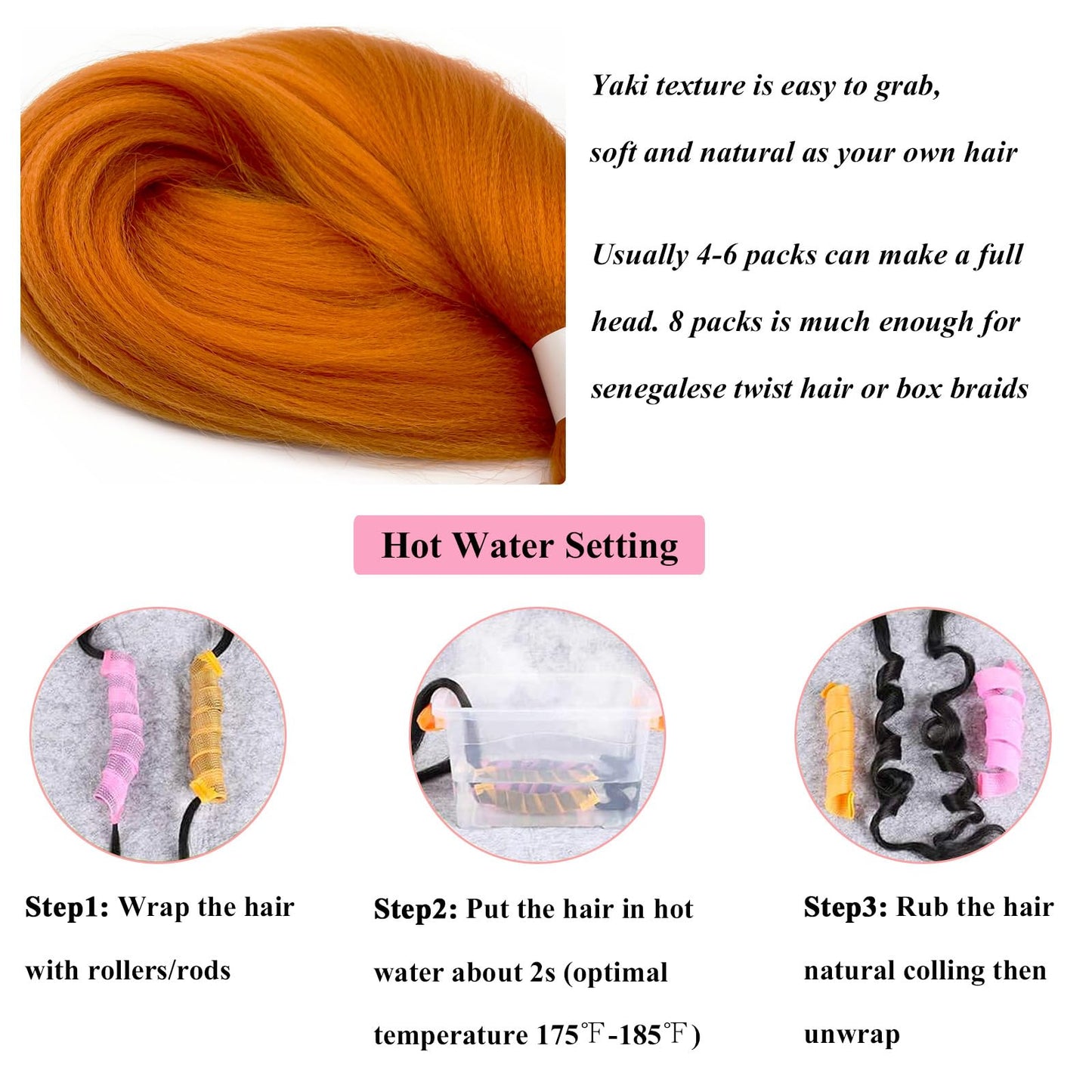 UPruyo Burnt Orange Braiding Hair Pre Stretched Kanekalo Prestretched Braiding Hair 30 inch Box Braids Colored Hair Extensions for Braiding Yaki Long Micro Knotless Braiding Hair