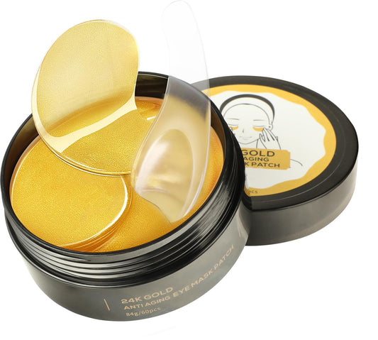 Under Eye Patches for Dark Circles | Moisturizing 24K Gold Eye Masks - 60 Pcs for Puffiness & Wrinkles