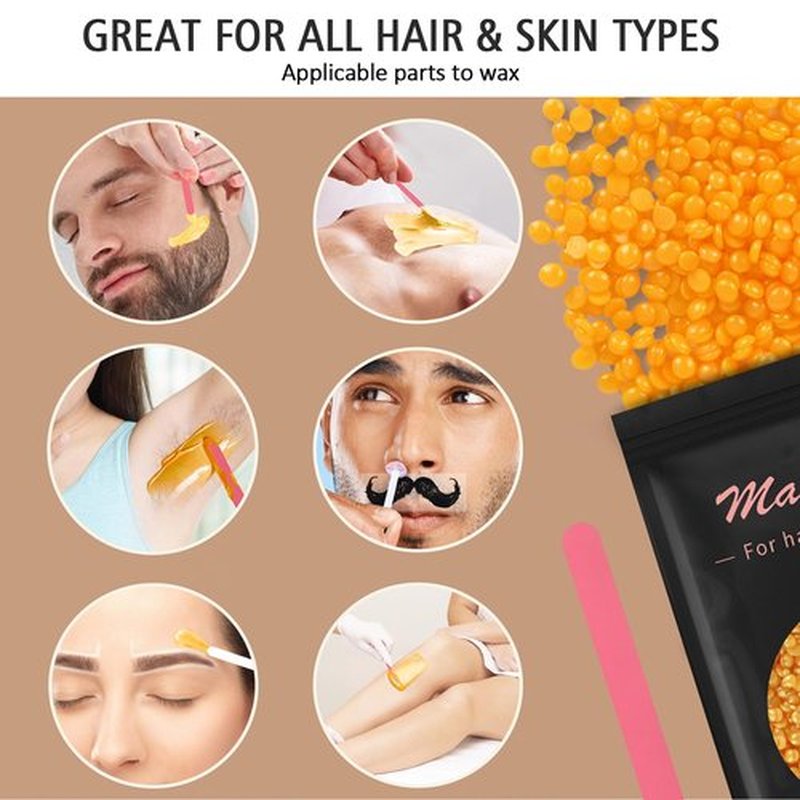 MaxFlat Waxing Kit for Women and Men, Digital Wax Pot Hard Wax Kit with Upgrade Brazilian Wax for Full Body Armpit Leg Bikini Waxing (Orange)