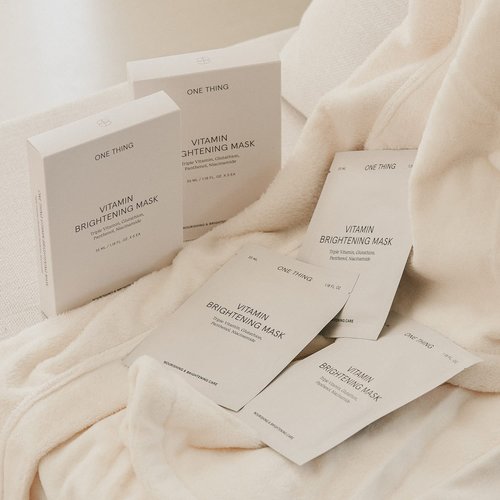 ONE THING Vitamin Brightening Mask 5 Sheets | Niacinamide 12 Vitamins C Tangerine, Facial Sheet Mask, Brightening Moisturizing Pack for Dull Tone Dark Spots Pigmentation | Vegan Korean Skin Care