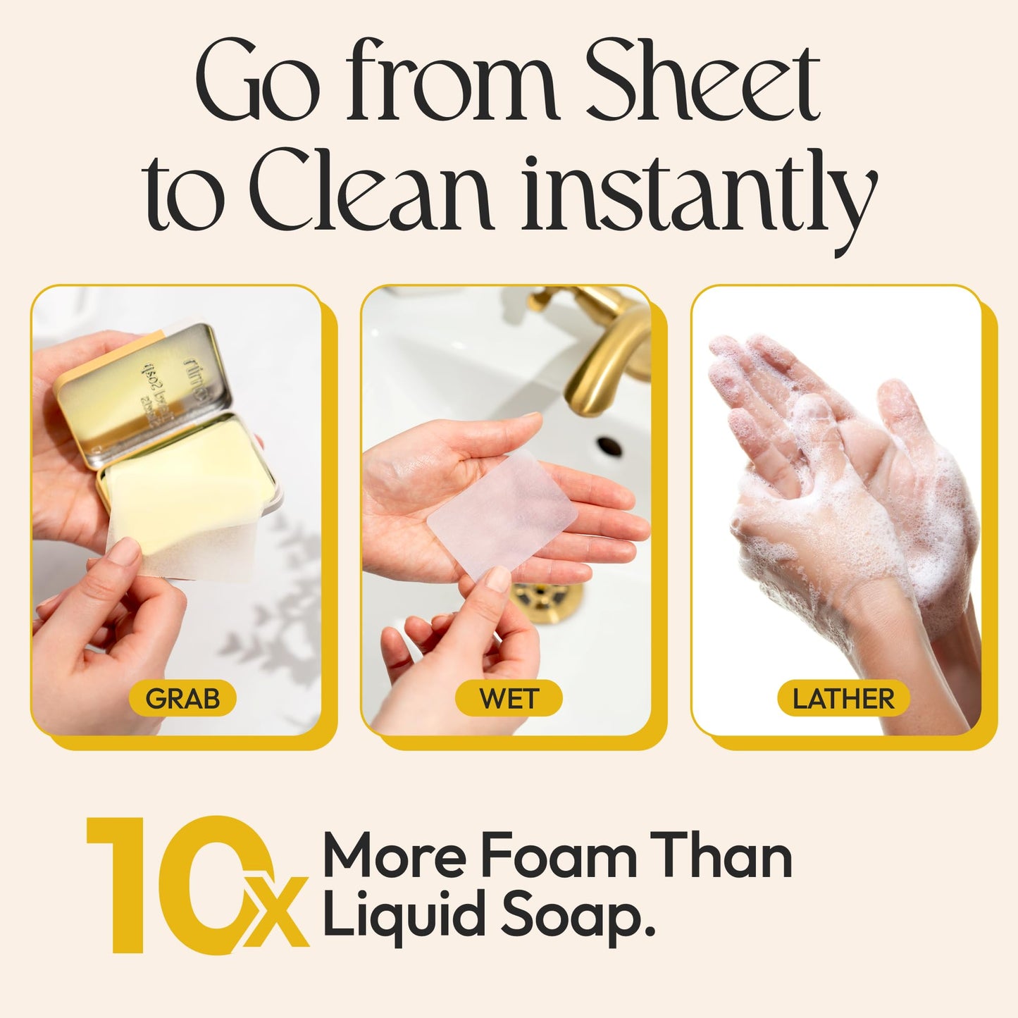 FOMIN - Paper Soap Sheets for Traveling - 100 Lemon Portable Camping Soap Sheets for Travel in Tin - Dissolvable Mini Portable Travel Soap Sheet for Hand Washing