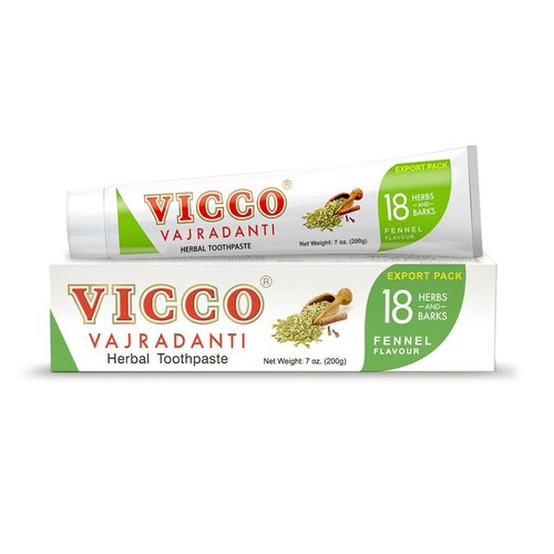 Vicco Vajradanti Herbal Toothpaste with Fennel Flavour - Contains 20 Ayurvedic Herbs and Barks, 100% Natural, Vegan & Cruelty-Free - 7 oz (Pack of 3)