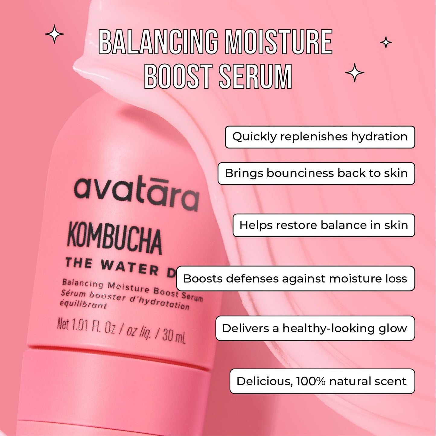 Avatara Kombucha The Water Drop Hydrating Serum - Ultra-Light Milky Serum with Kombucha, Coconut Water, Hyaluronic Acid, and Marshmallow Root - Hydrating Face Serum for Tween, Teen and All Skin Types