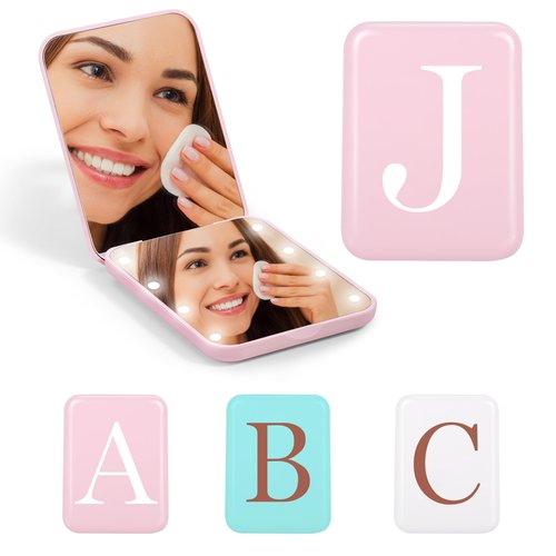STINI Makeup Mirror - Small Pocket Mirror, Makeup Mirror with Light, Compact Mirror, Portable Makeup Mirror 1X/3X Magnification Compact LED Mirror Initial J