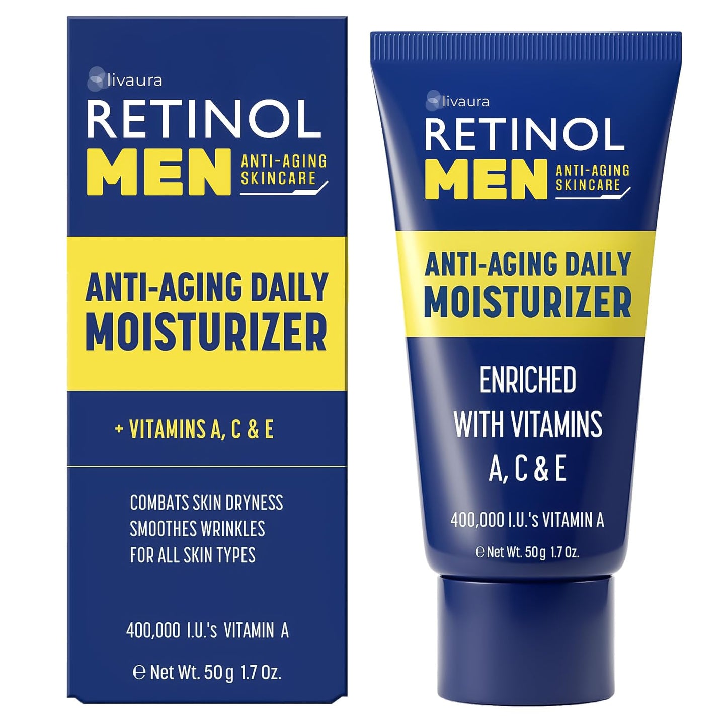 Retinol LIVAURA Face Moisturizer for Men - Anti-Aging Daily Face Cream