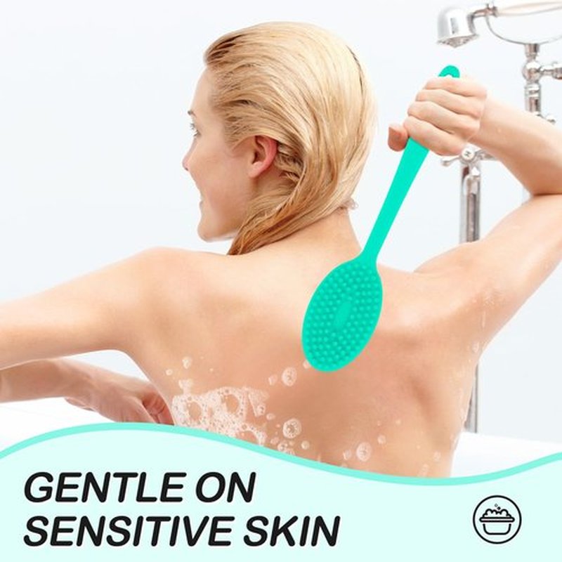 MateeyLife Silicone Body Scrubber Exfoliator with Handle, Gentle Back Scrubber for Shower, Shower Brush for Body, Bath Back Brush for Shower, Silicone Loofah Body Scrubber, Bath Scrubber for Body