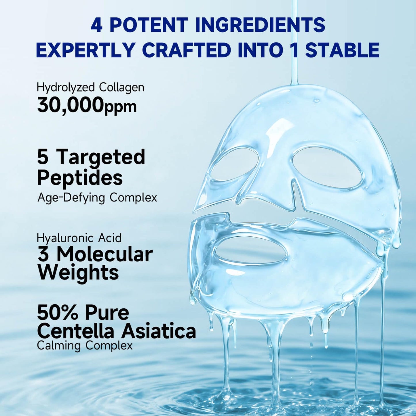 Dr Vincent Deep Hydrating Overnight Collagen Hydrogel Mask, Soothing Facial Mask for Calm Skin & Improve Firm-Looking Appearance, Peptides Renew Facial Masks for All Skin Types, 37gx5ea