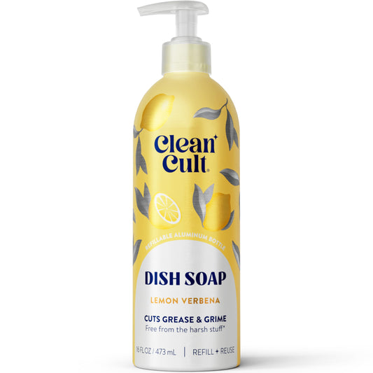 Cleancult -Wild Lavender - Liquid Dish Soap - Refillable Aluminum Bottle - Dish Soap that Cuts Grease & Grime - 16 oz - 1 Pack
