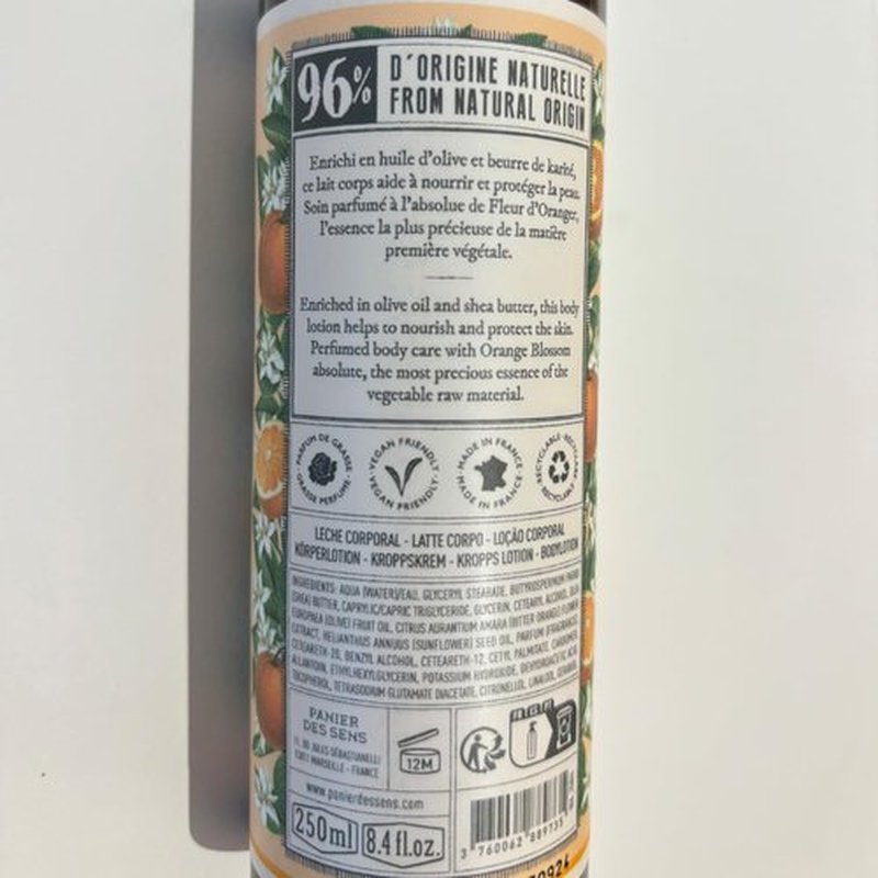Panier des Sens – Orange Blossom Body Lotion for Dry Skin - Hydrating Body Cream for Women - Fluid Body Moisturizer with Shea Butter & Olive Oil - 96% Natural Ingredients Body Care - 8.45 Floz