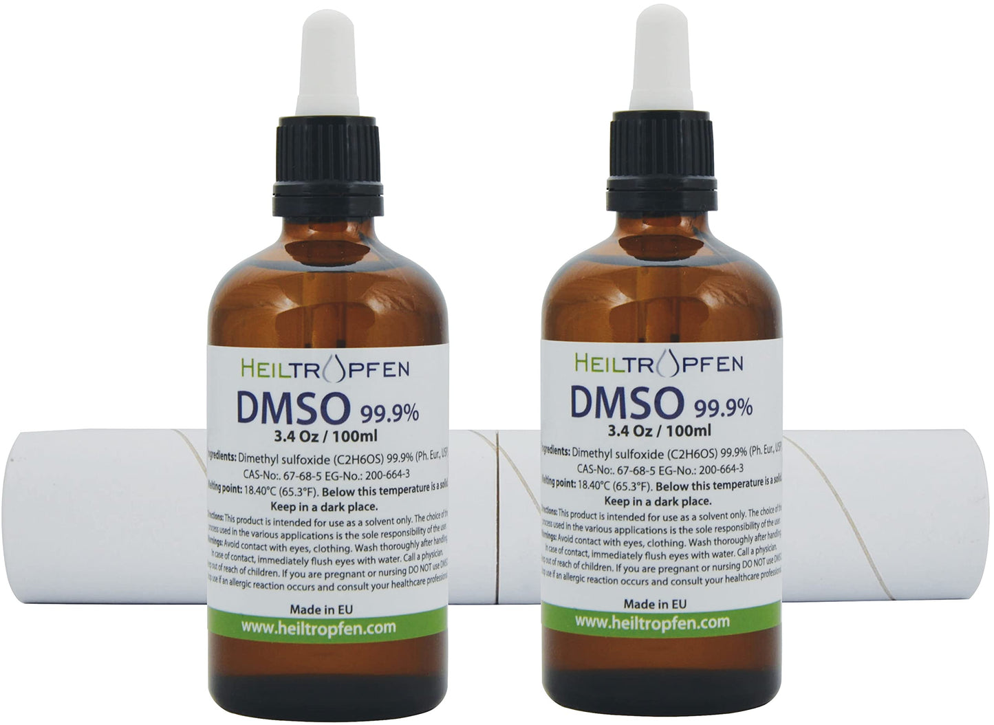 2X DMSO 99.9% Pharma grade ingredients | Low odor - Dimethyl sulfoxide liquid | 2X 3.4 Oz - 2X 100 ml | High purity | Set of two | Heiltropfen®