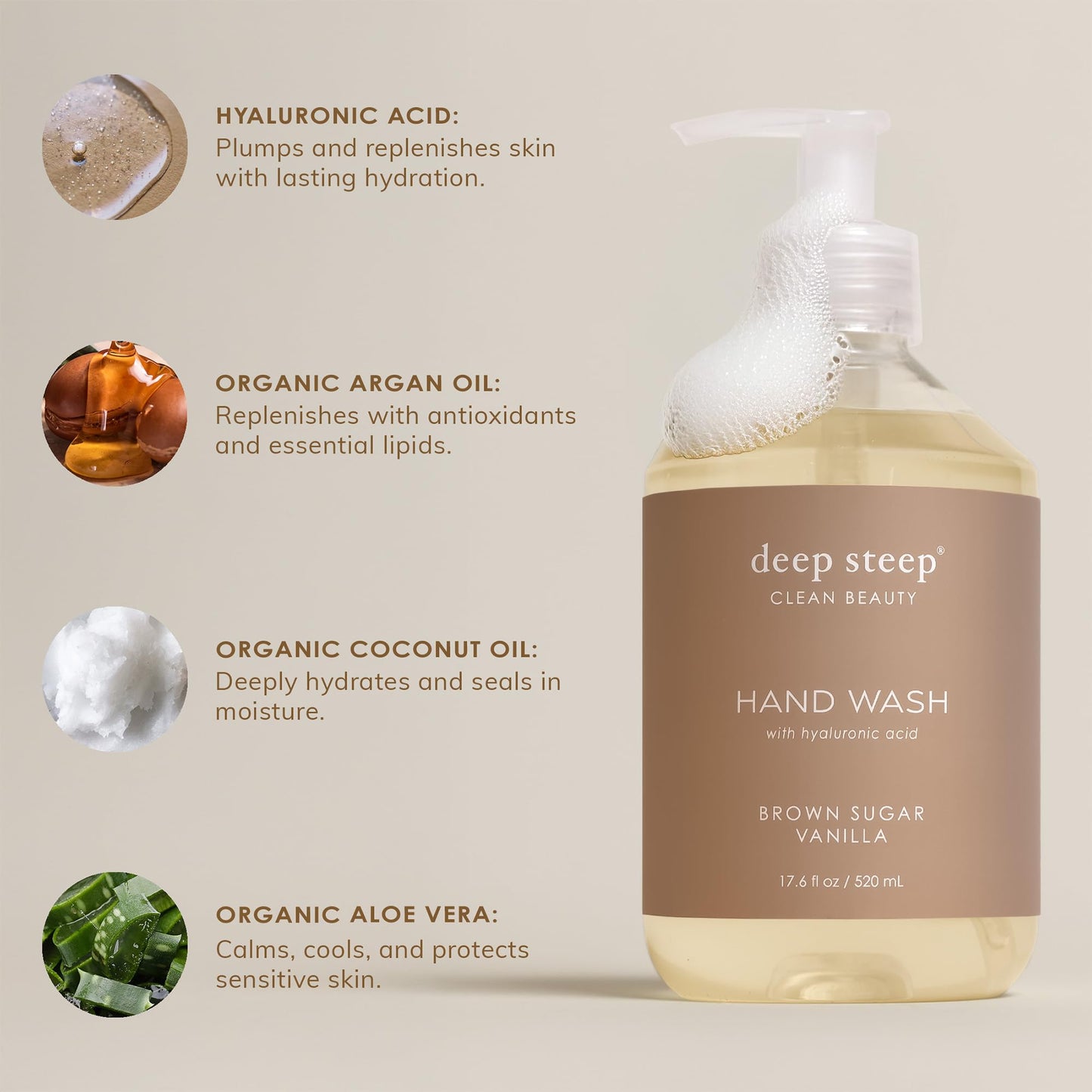 Deep Steep Liquid Hand Wash, Passion Fruit Guava, 17.6 oz – Moisturizing Cleanser with Olive Oil, Aloe Vera, Glycerin & Hyaluronic Acid – Vegan, Clean Beauty, Soft & Nourished Hands