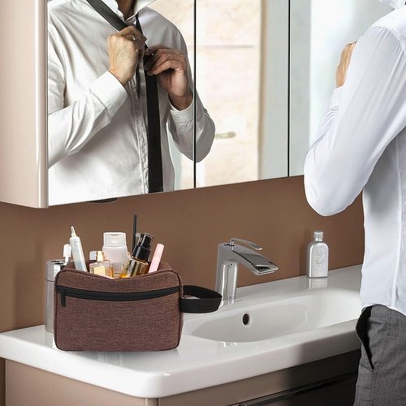 Icramsy Travel Toiletry bag Toiletry bag for women men Hanging toiletry bag Cosmetic bag Travel accessories for Women Men (Brown)