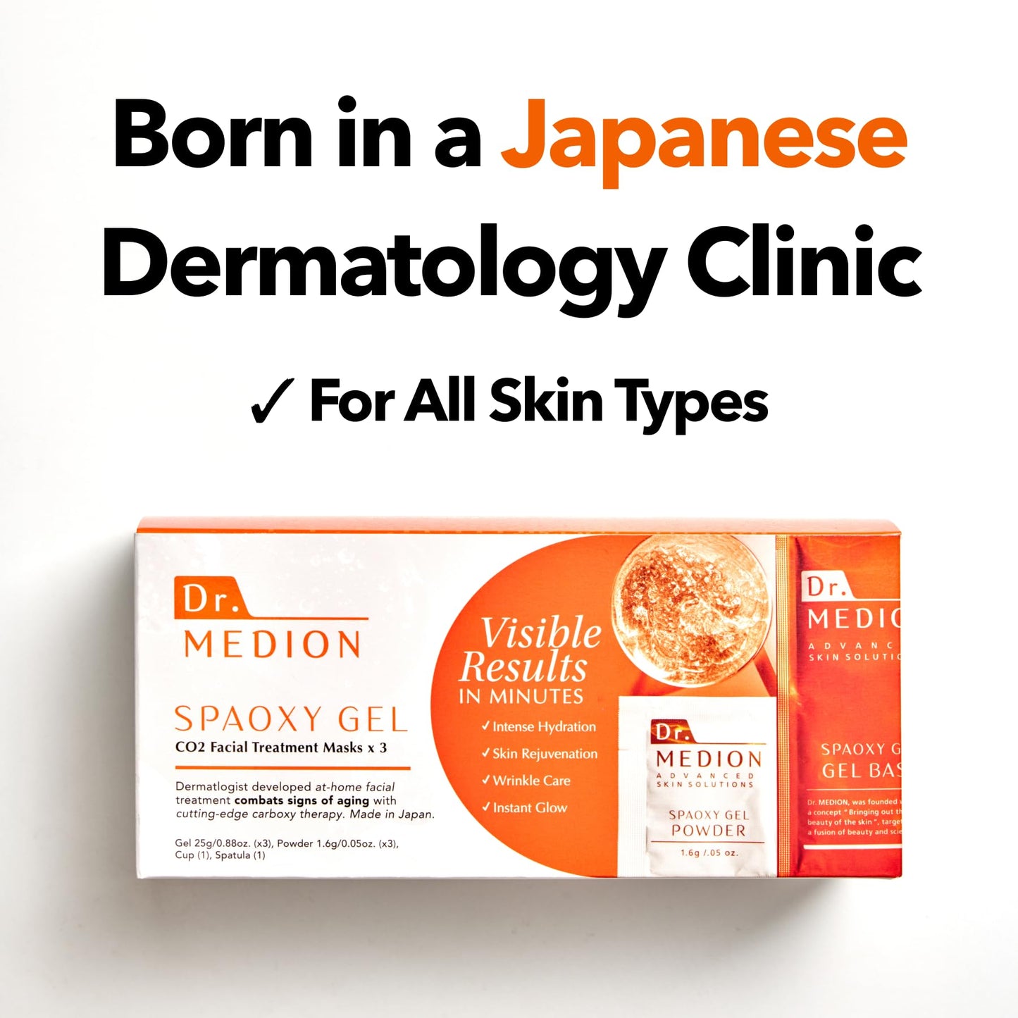 Dr. MEDION Spaoxy Gel CO2 Carbonated Face Mask | Anti-Aging, Fine Lines and Wrinkles, Visibly Firmer and Brighter Skin in 20 Min | Dermatologist-Developed | Made in Japan | 3 Treatments