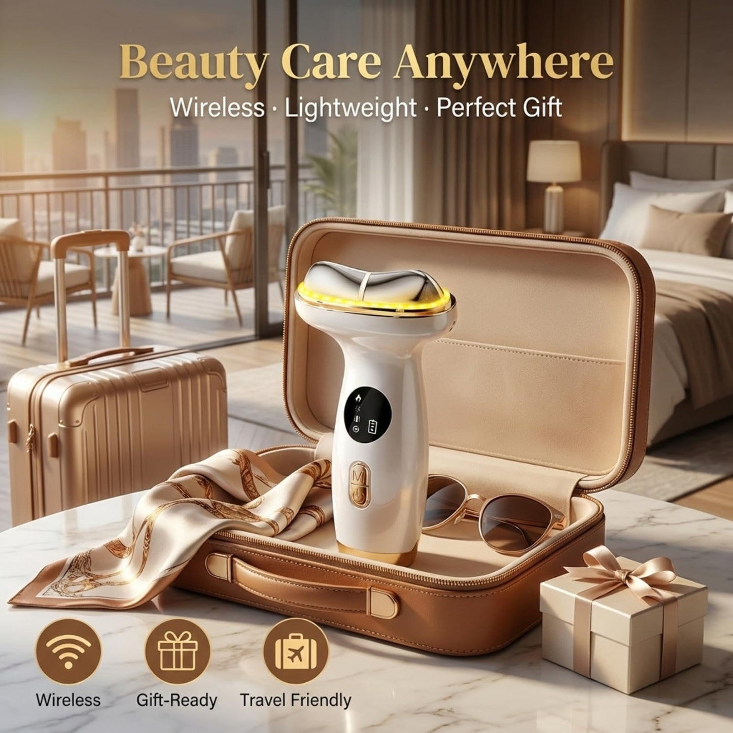 Cold Heat Facial Massager for Face & Neck, Wireless Face Massager Tool with Gua Sha, Face Sculpting Tool to Reduce Puffiness, Tighten Jowls, Lift & Glow, Gentle Daily Skincare Device