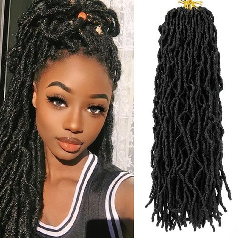 Ahrencan Faux Locs Crochet Hair,6 Packs 24 Inch Soft Locs Crochet Hair,Pre Looped Goddess Faix Locs Crochet Hair For Black Women,Pretwisted Wavy Synthetic Dreadlock Crochet Braids (24in,1B#)