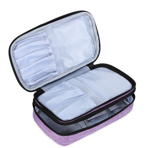 Teamoy Travel Makeup Brush Bag(up to 8.5"), Professional Cosmetic Artist Organizer Case with Handle Strap for Makeup Brushes and Beauty Supplies-Small, Purple (No Accessories Included)