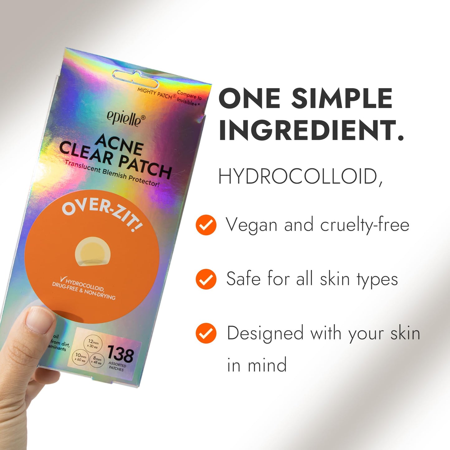 Epielle Acne Clear Patch Over-Zit - The Ultimate Hydrocolloid Solution of Acne Clear Patch (138 Ptches) Acne Pimple Patches Blemish Patches