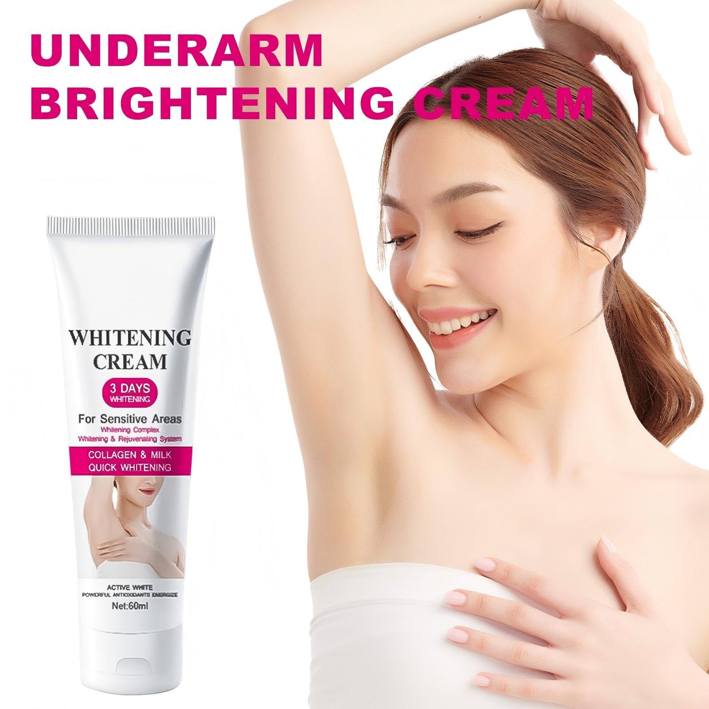 JoanofArc Skin Cream for Intimate Area Skin Bleaching Cream Whitening Cream Enriched with Collagen and Milk, Moisturizing and Hydrating Skin Lightening Cream for Underarms, Knees, Elbows