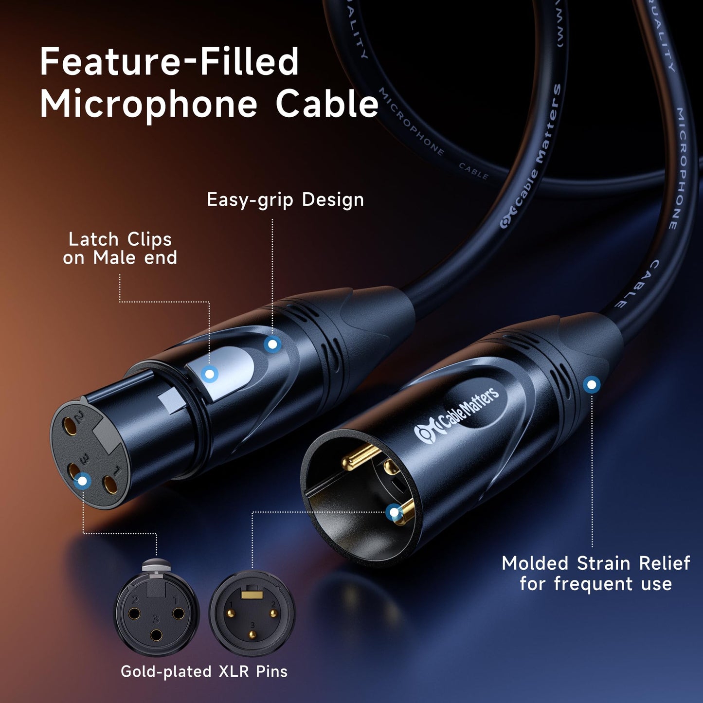 Cable Matters 2-Pack Premium XLR to XLR Cable, Microphone Cable, M-F, 6ft
