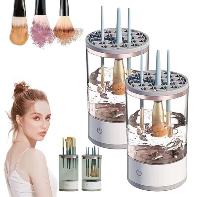 The Cozy Luna Brush Cleaner for All Makeup Brush, 9000 RPM Beauty Swirl Cosmetic Brush Cleaner, Automatic Electric Makeup Brush Cleaner, IP65 Waterproof, Your Makeup Brush Game Changer (White*2PCS)