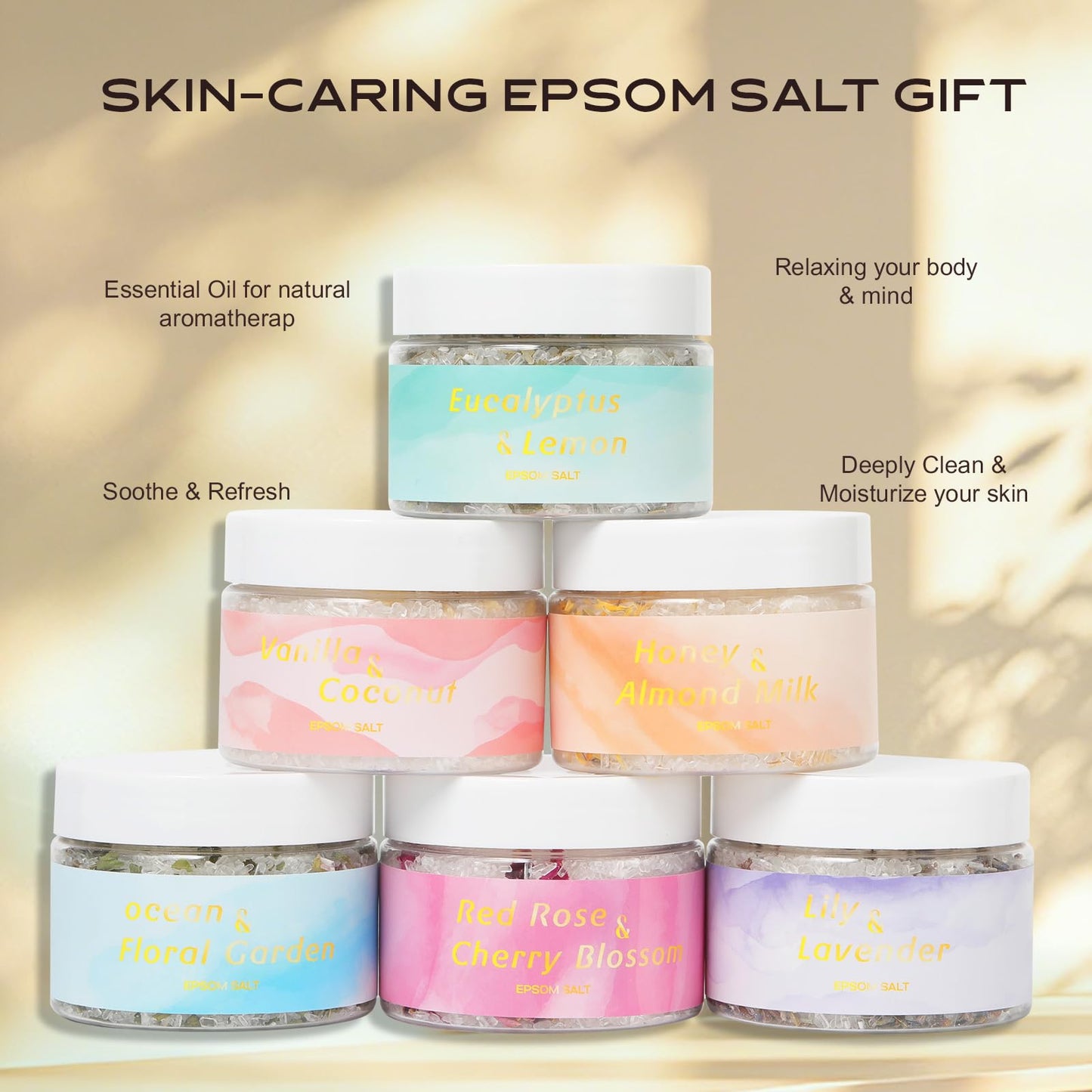 Gifts for Women & Men, Birthday Gifts - 6 Pcs Luxurious Bath Spa Salts Gift