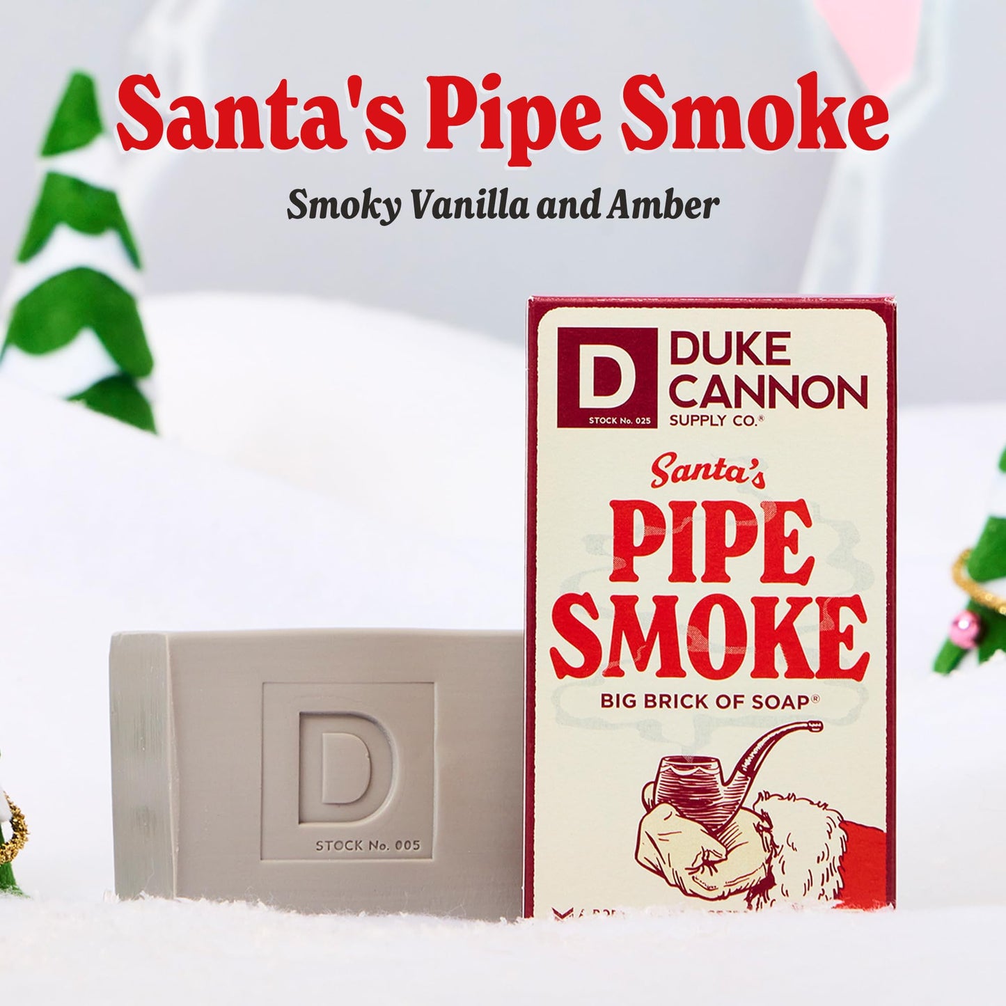 Duke Cannon Holiday Limited-Edition Santa's Pipe Smoke Big Brick of Soap - 10oz Bar, Triple Milled, Supports U.S. Veterans