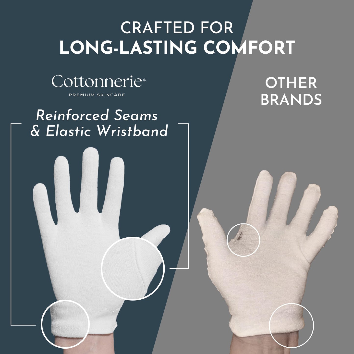 Gaxcoo Cottonnerie Cotton Gloves for Dry Hands Sleeping, Moisturizing Gloves Overnight, Hand Moisturizer Gloves, Moisture Gloves for Dry Hands Overnight, Sleeping Gloves, Eczema Gloves, Medium 3 Pair