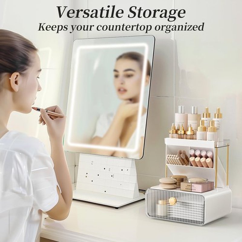 GPREESUS 2-Tier Makeup Organizers Countertop,Versatile Bathroom Counter Organizer,Cosmetic Make Up Organizers for Vanity,Cute Skincare Organizer (Clear)