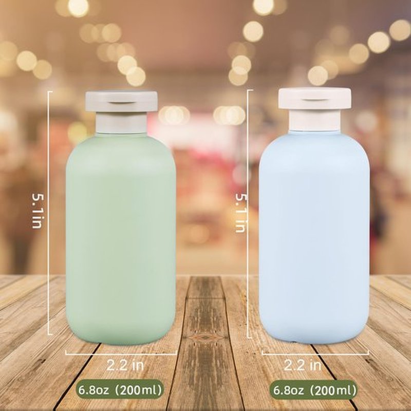 UMETASS 6.8 oz Plastic Travel Shampoo Bottles, Refillable Flip Cap Squeeze Bottles for Toiletries, Large Leakage-proof Travel Shampoo and Conditioner Bottles (Blue and Green)