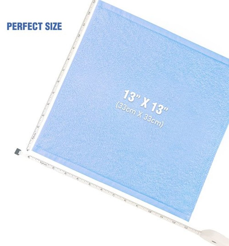 SUMMERMIA Washcloths 12 Pack 13" x 13" - Soft Wash Cloths for Your Face Towel, Wash Cloths for Your Body (White+Blue)