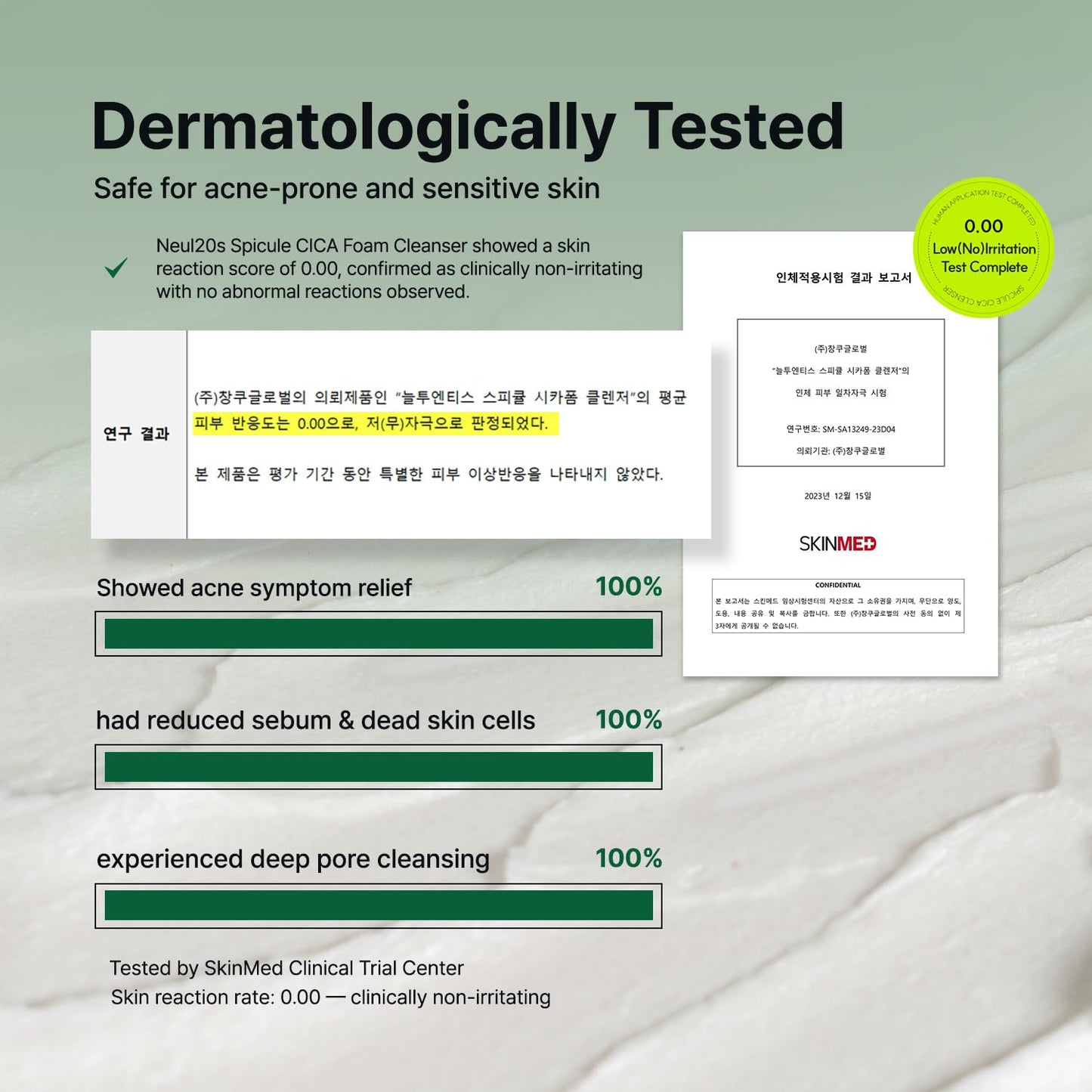 NEUL20S Spicule CICA Foam Cleanser, 3.38 fl oz/100ml | Hydrating Korean Face Wash with Centella Asiatica, Hyaluronic Acid & Tea Tree, Gentle Daily Cleanser for Sensitive & Acne-Prone Skin