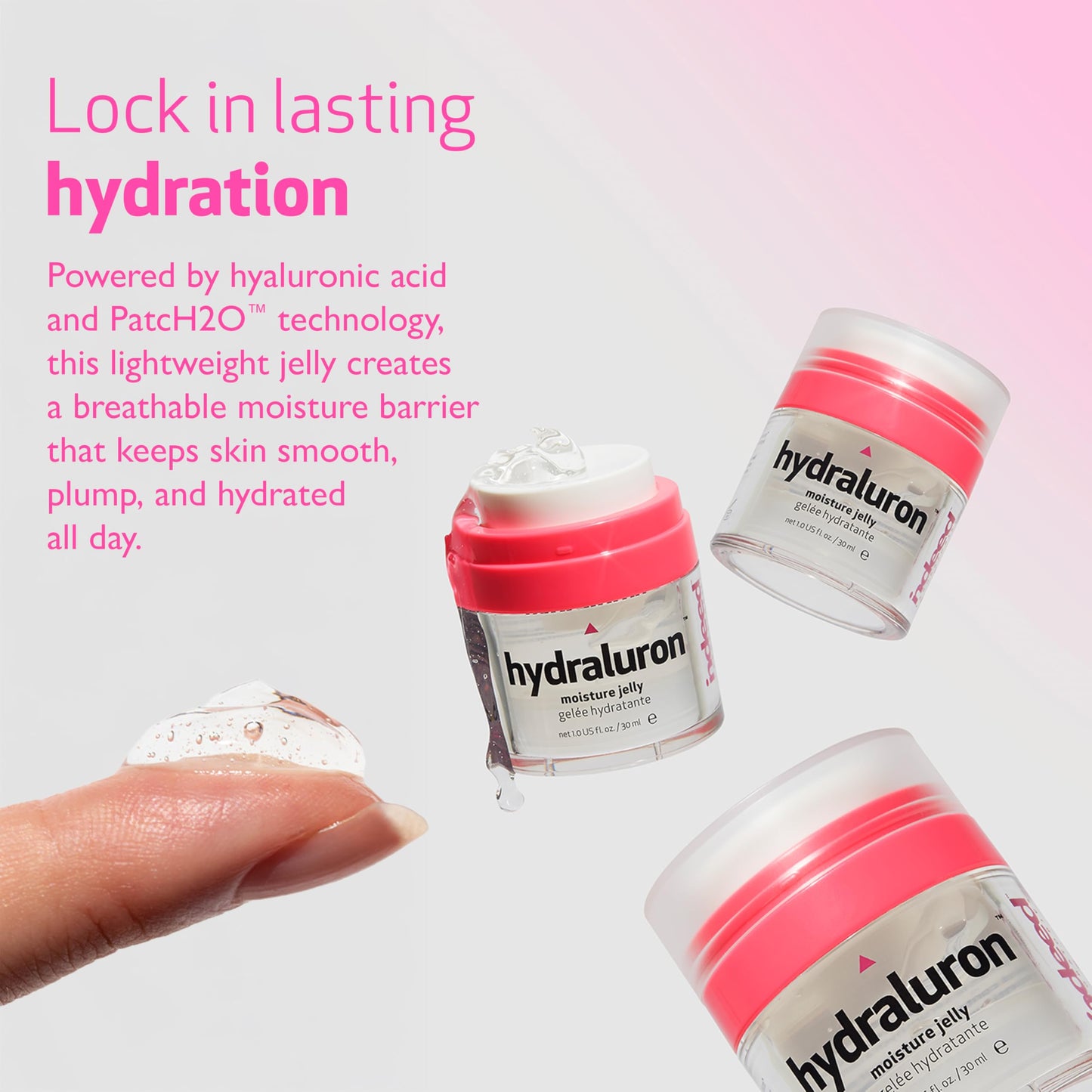INDEED Labs Hydraluron Moisture Jelly | Lightweight Face Moisturizer for Dry, Oily, & Acne-Prone Skin | Moisturizing Gel Cream with Skin Barrier-Boosting Hyaluronic Acid, PatcH2O, & FUCOGEL, (30 mL)