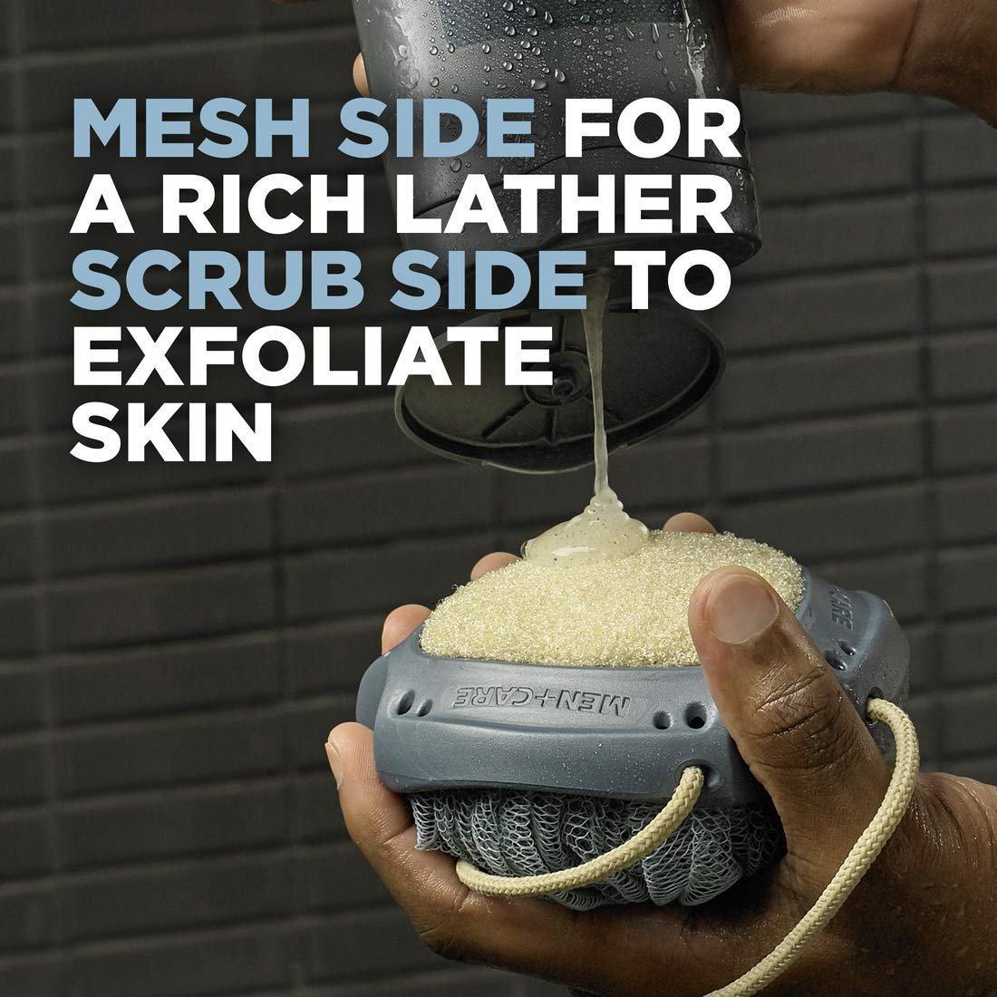 DOVE MEN + CARE Shower Scrub Tool to Exfoliate Skin, Active Clean, 4 Count