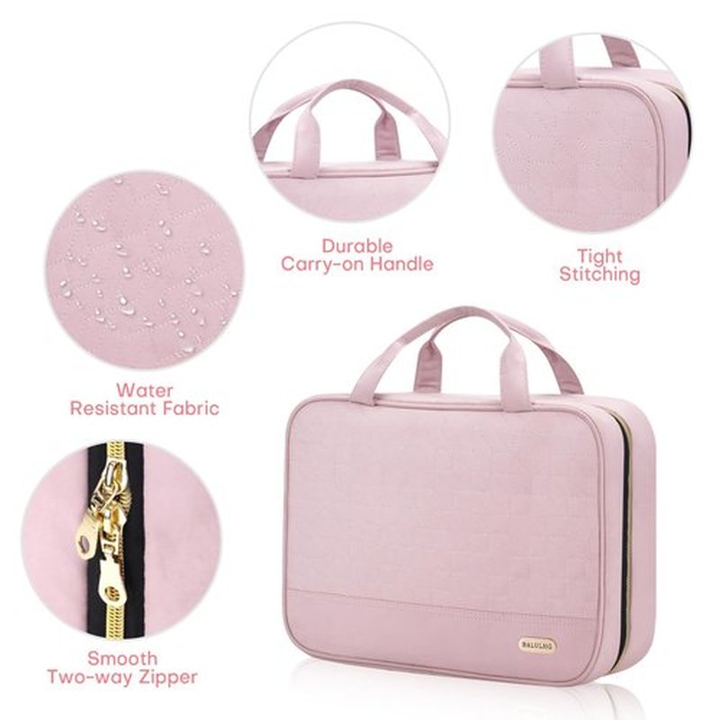 BALULHG Travel Toiletry Bag for Women with Hanging Hook Traveling Essentials Organizer Water-Resistant Hanging Makeup and Toiletry Bag for Cosmetic Toiletries Make-Up,039-Large-Pink
