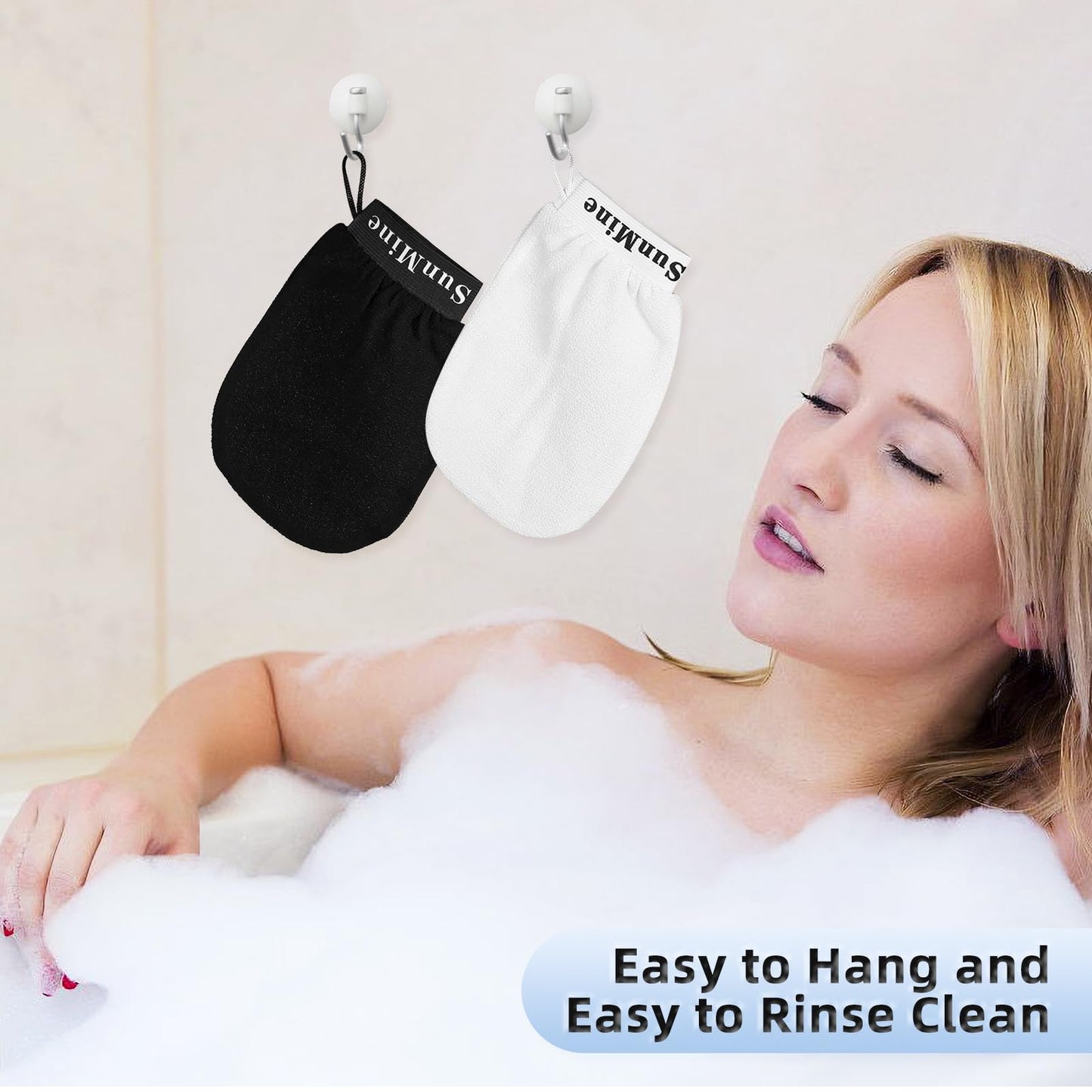 SunMine Exfoliating Gloves 2pcs Korean Exfoliating Mitts Glove Deep Body Scrub Dead Skin Remover Bath Massage for Men and Women