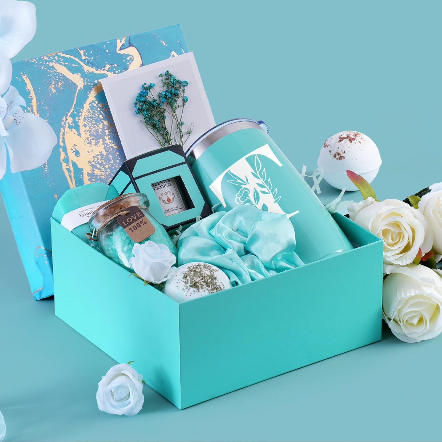 Personalized Women Spa Bath Basket Body Works Set Elegant Gifts Inspirational Confirmation Thinking of You Congratulation Sobriety New Job Encouragement Cheer up Bonus Good Luck Proud of You