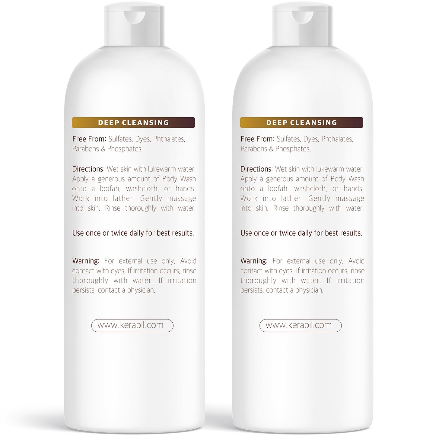 KERAPIL Vanilla Salicylic Acid Body Wash - Gentle Exfoliates Rough and Bumpy Skin, KP and Acne, With BHA & AHA - Made in USA - (16 fl oz x 2)