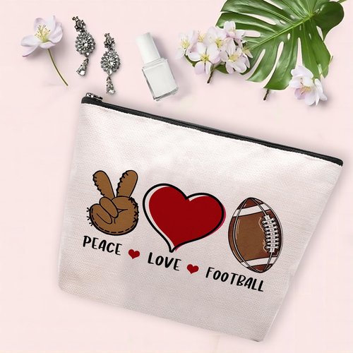 CEASQVAA Football Gifts Makeup Cosmetic Bag for Women, Football Coach Gifts, Football Team Gifts for Football Lovers Players Fans Birthday Gifts for Her Women
