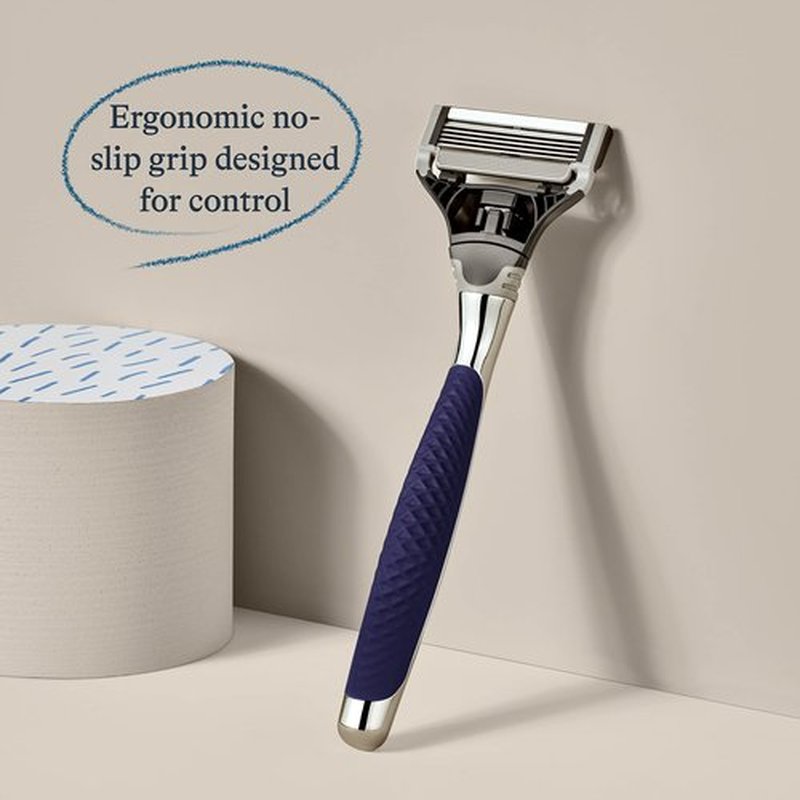 Harry's Razors for Men, 1 Handle (Chrome Edition) and 4 Razor Blade Refills with German Engineered 5-Blade Technology, 2 oz. Foaming Shave Gel, Travel Blade Cover- Holiday Gift for Men